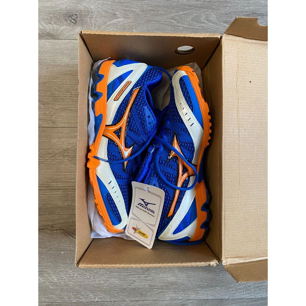 New Mizuno Wave Kaze 3 Track Field Spikes 8KM-79120 Blue Orange Men's Size 8 NIB